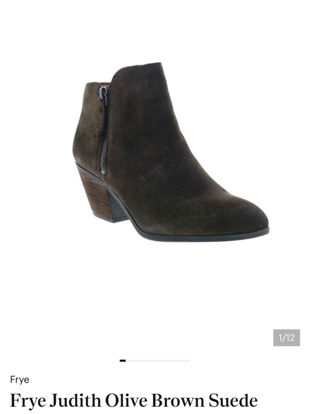Frye Olive Suede Side-Zip Ankle Boot